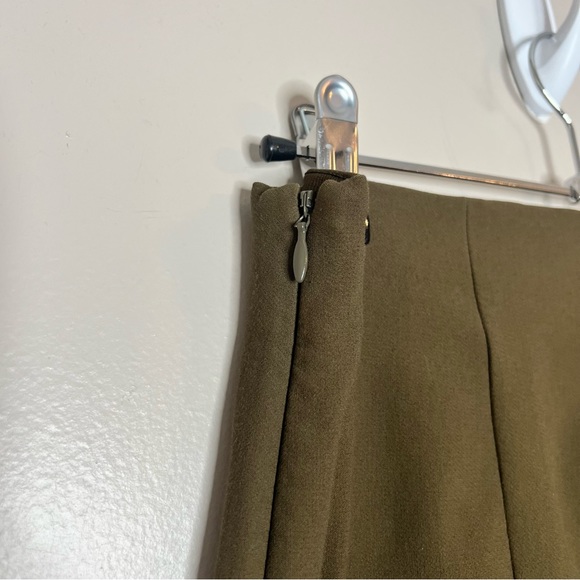 Vince XS Flat Front Stretchy Ankle Cropped Trouser Dress Casual Pant Green Brown - Picture 4 of 10